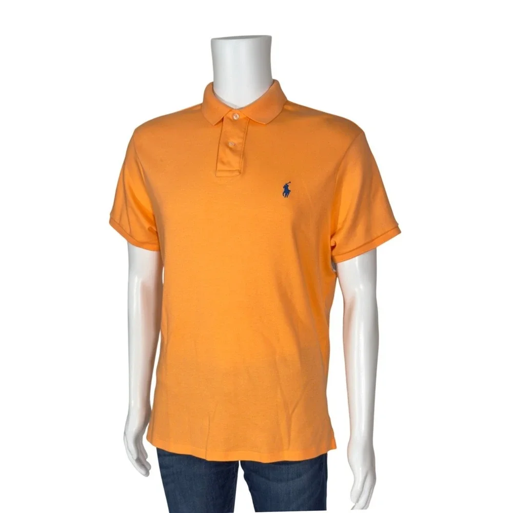 Polo Ralph Lauren Polo Shirt Mens L Orange Excellent Custom Fit Pony Logo